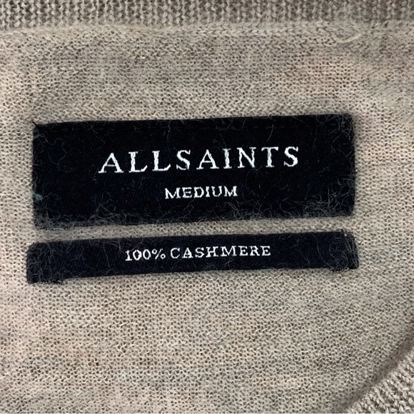 All Saints Womens Tan 100% Ode Cashmere Long Sleeve Crewneck Sweater Size Medium - Picture 11 of 14